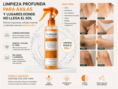 Dr. Melaxin - Spray corporal exfoliante Peel Shot con ácido kójico y cúrcuma